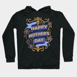 happy mother's day with blue ribbon and yellow flowers Hoodie